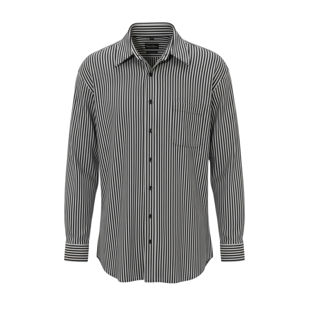 Playa Grande Black and Gray Striped Button Down Shirt Men's 3XL Tall 3XLT